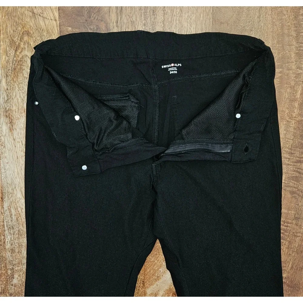 Swiss Alps Casual Pants Men's 34x32 Black Comfort Stretch Performance